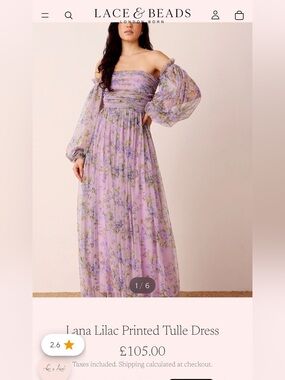 lace & beads layered tulle bardot maxi dress in lilac Lace & Beads ruffle shoulders tiered tulle maxi dress in purple botanical  print